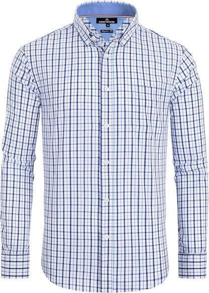 Clearance sale! Men's Plaid Button Down Shirts Cotton Long Sleeve Dress Shirts Regular Fit Gingham Shirts