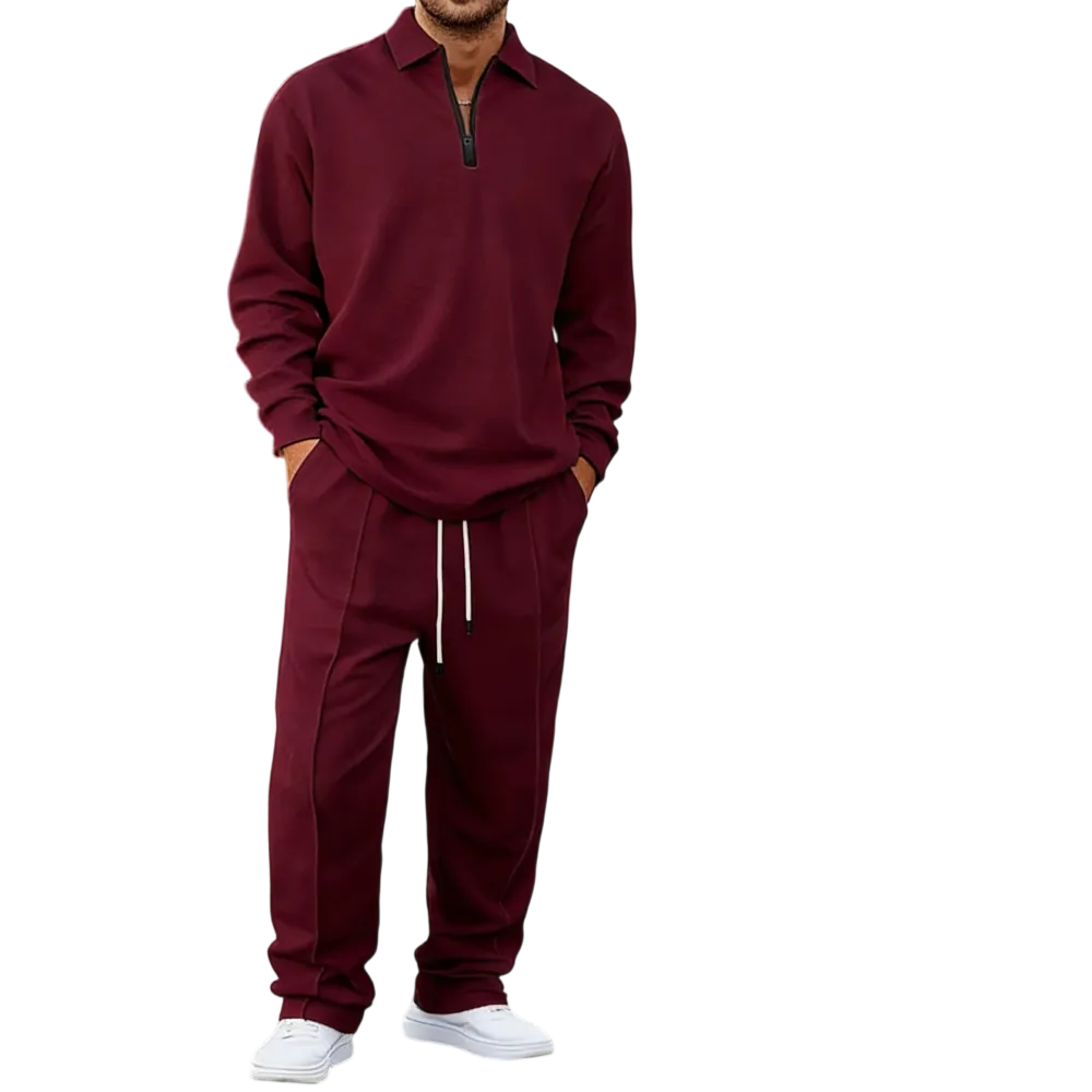 Men's solid color checkered casual suit