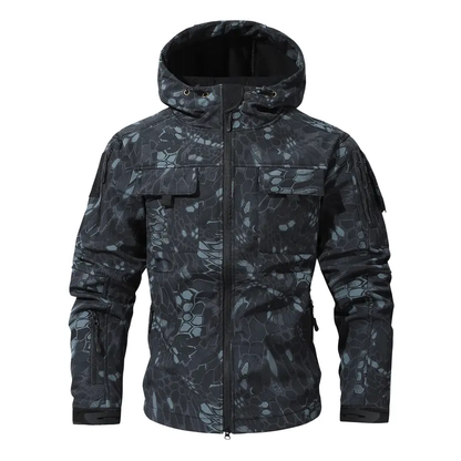 Men's Waterproof Fleece Hooded Jacket, 9 Multi-Compartment Pockets