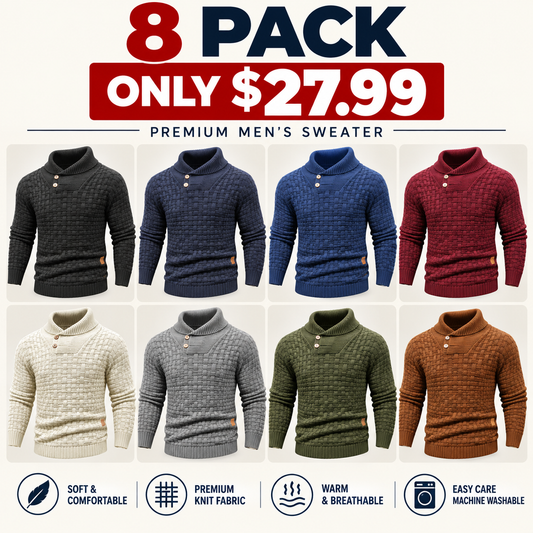 Men's Regular Textured Patched Detail Shawl Collar Sweater