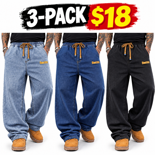 Men's Plus Size Wide Leg Jeans with Elastic Waist