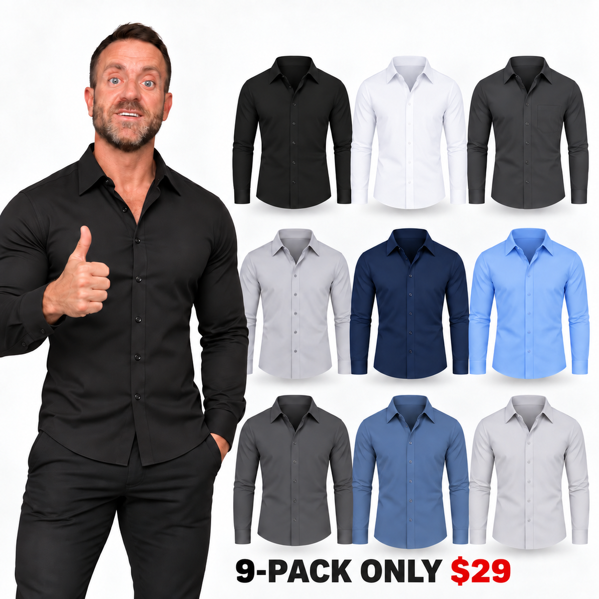 Men's Stain Sheild Business Casual Dress Shirts - Slim Fit