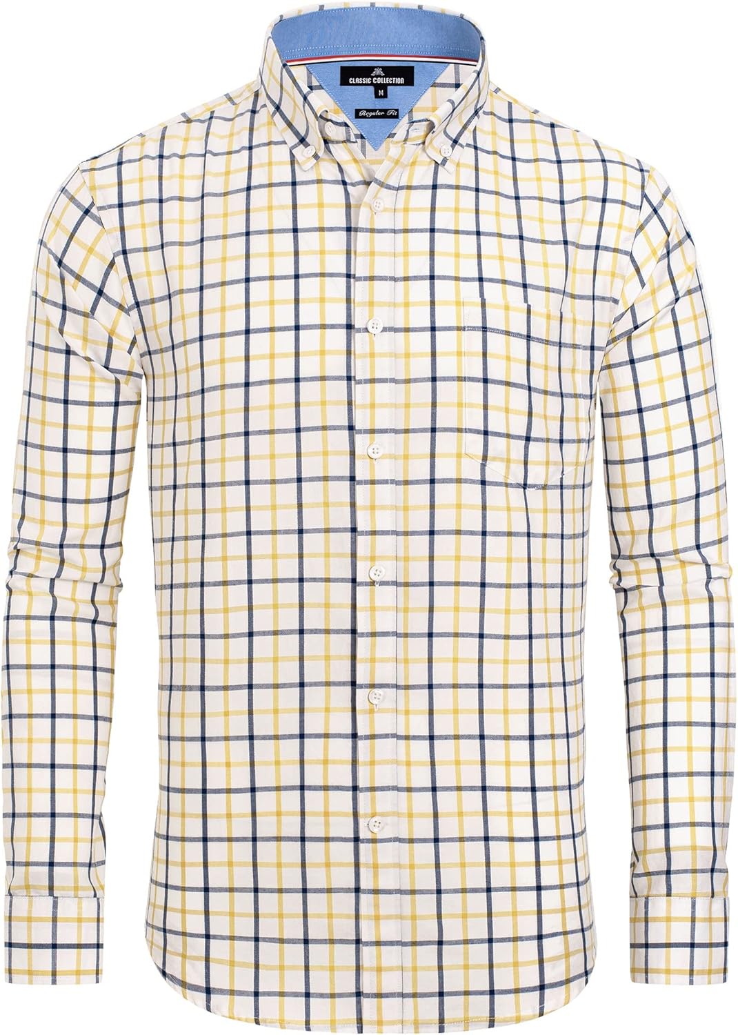 Clearance sale! Men's Plaid Button Down Shirts Cotton Long Sleeve Dress Shirts Regular Fit Gingham Shirts