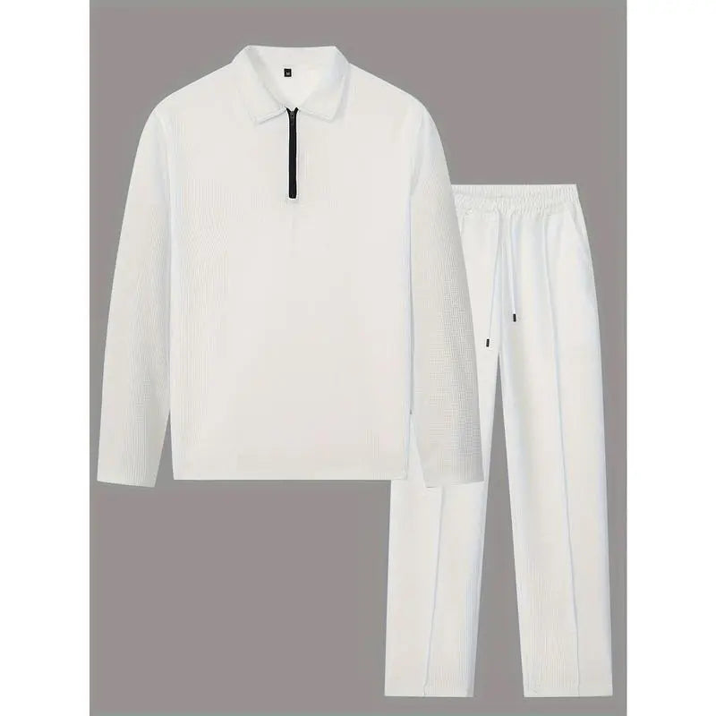 Men's solid color checkered casual suit
